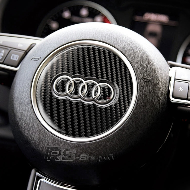 Autocollant 3D carbone pour centre de volant rond Audi