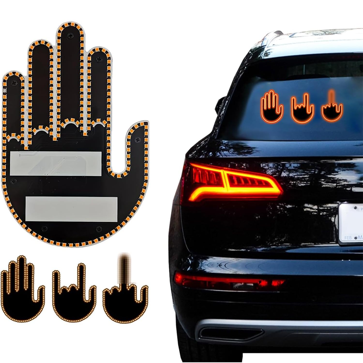 Signal LED main interactive pour vitre arrière - Gadget voiture