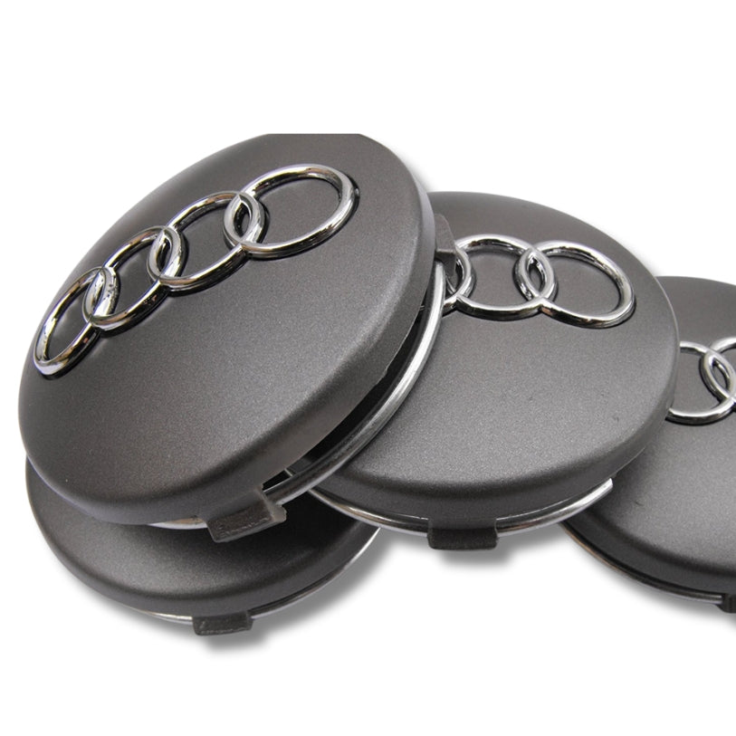 Lot de 4 Caches Moyeux de Roue Emblème Audi (69mm / 60mm)