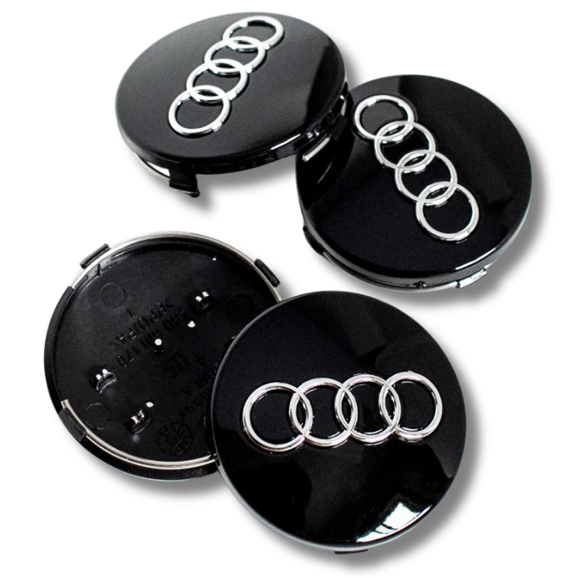 Lot de 4 Caches Moyeux de Roue Emblème Audi (69mm / 60mm)