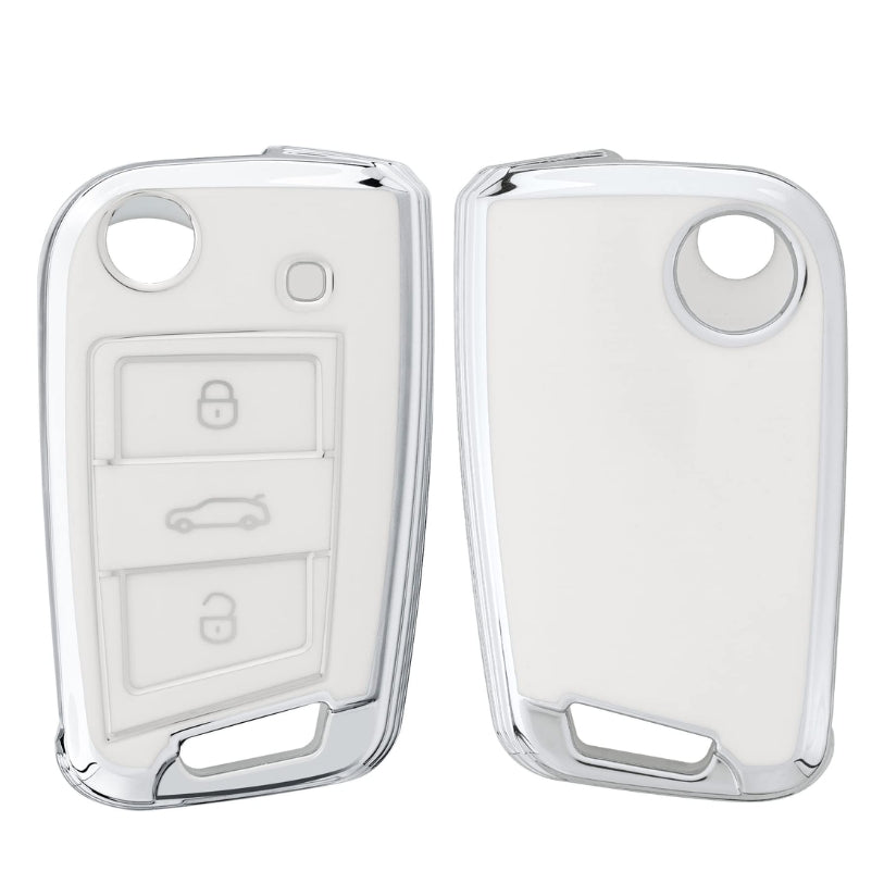 Coque de Clé de Rechange Argentée pour Volkswagen Golf 7 VII