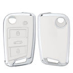 Coque de Clé de Rechange Argentée pour Volkswagen Golf 7 VII