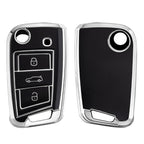 Coque de Clé de Rechange Argentée pour Volkswagen Golf 7 VII