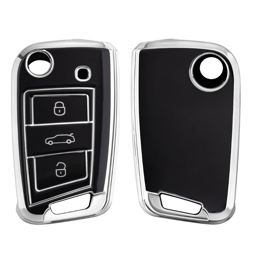 Coque de Clé de Rechange Argentée pour Volkswagen Golf 7 VII