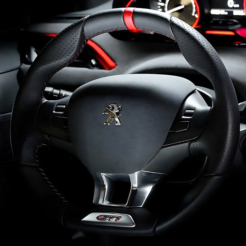 Housse de volant sport en cuir pour Peugeot 208 GTI / Féline
