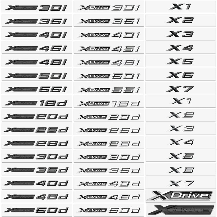 Logo monogramme xDrive noir pour BMW Séries X1 X3 X4 X5 X6 X7