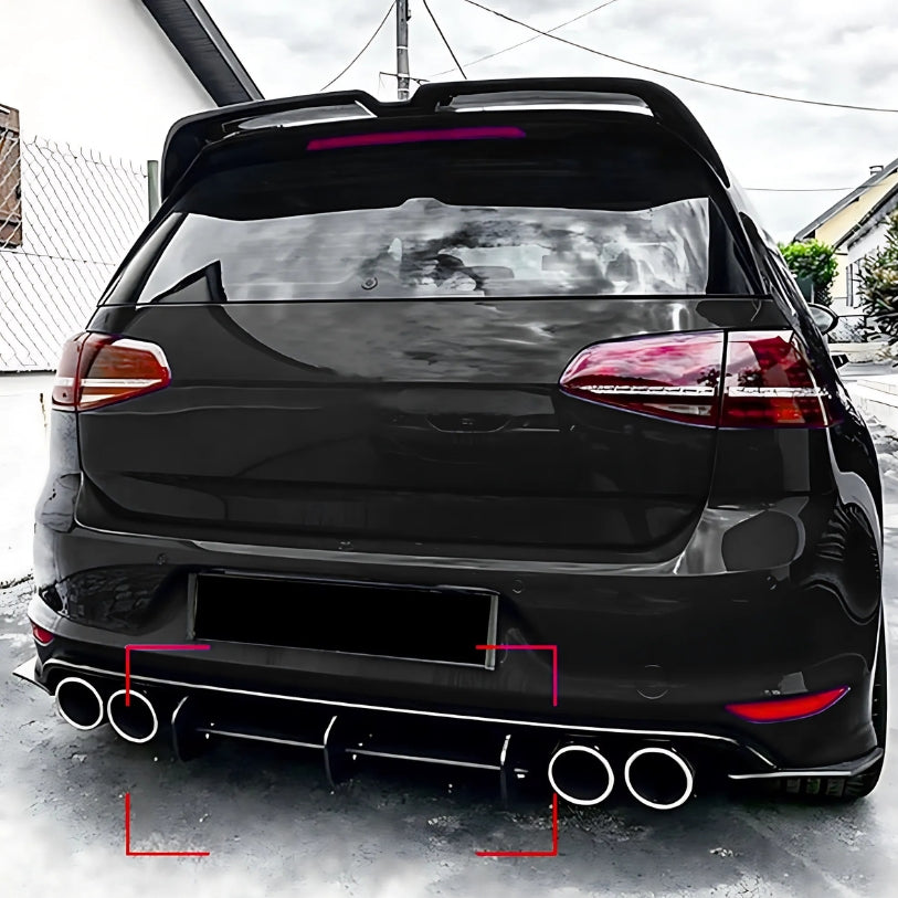 Diffuseur sport arrière noir compatible Volkswagen Golf VII MK7 GTI / R