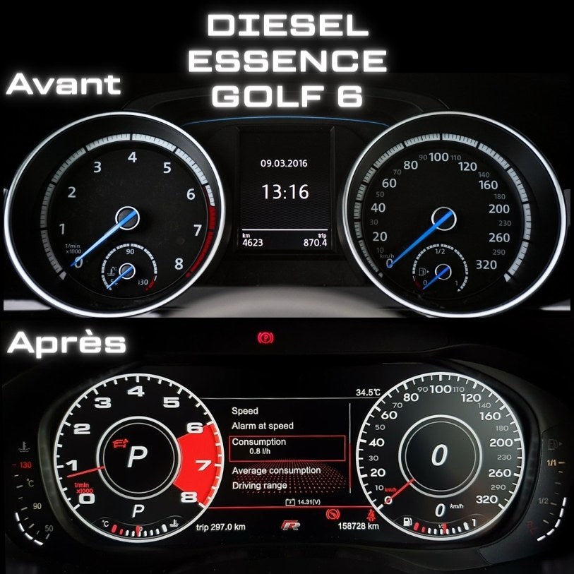 Compteur digital Virtual Cockpit pour Volkswagen Golf 7 et Tiguan