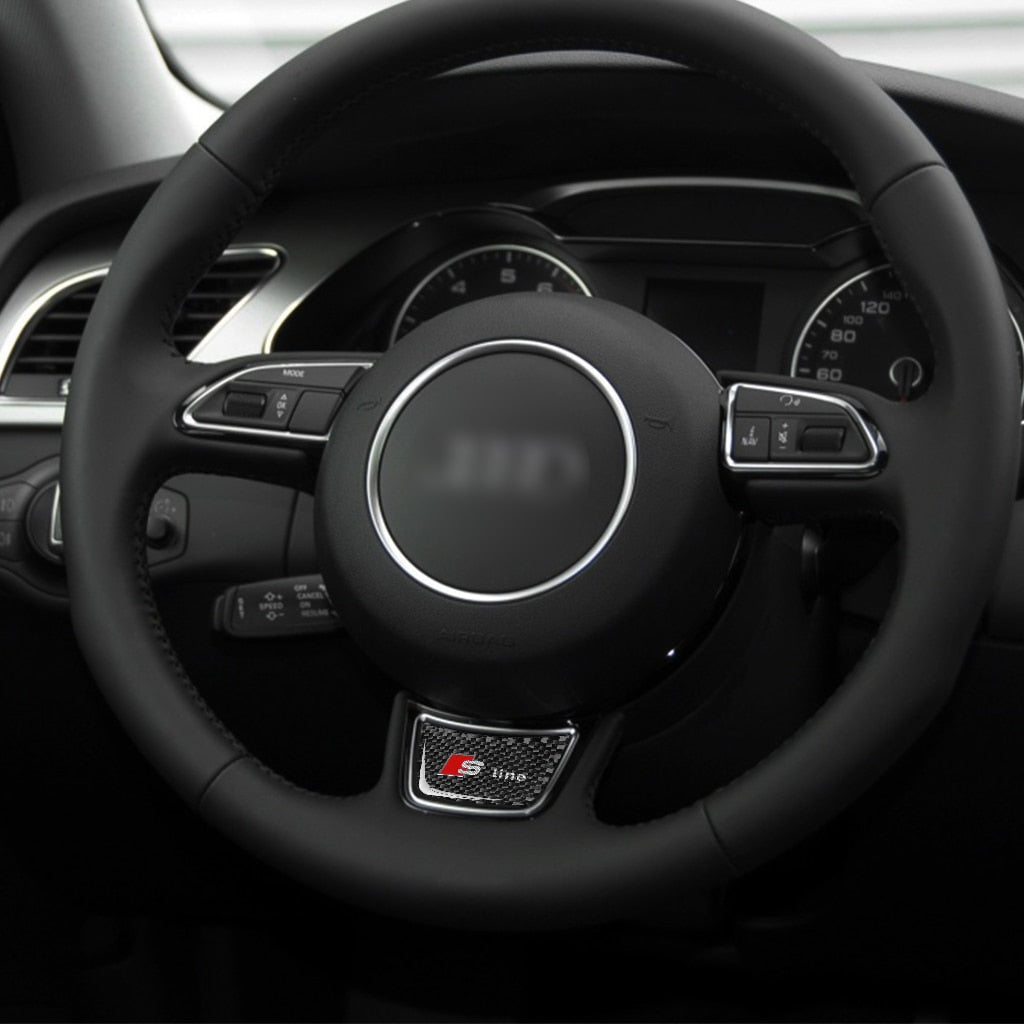 Sticker de décoration de volant look carbone pour Audi