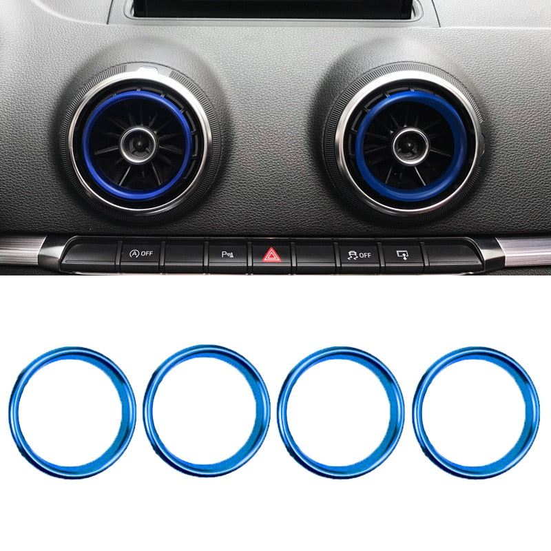 Kit de 4 Inserts Décoratifs d'Aérateurs Aluminium pour Audi A3 S3 RS3 8V