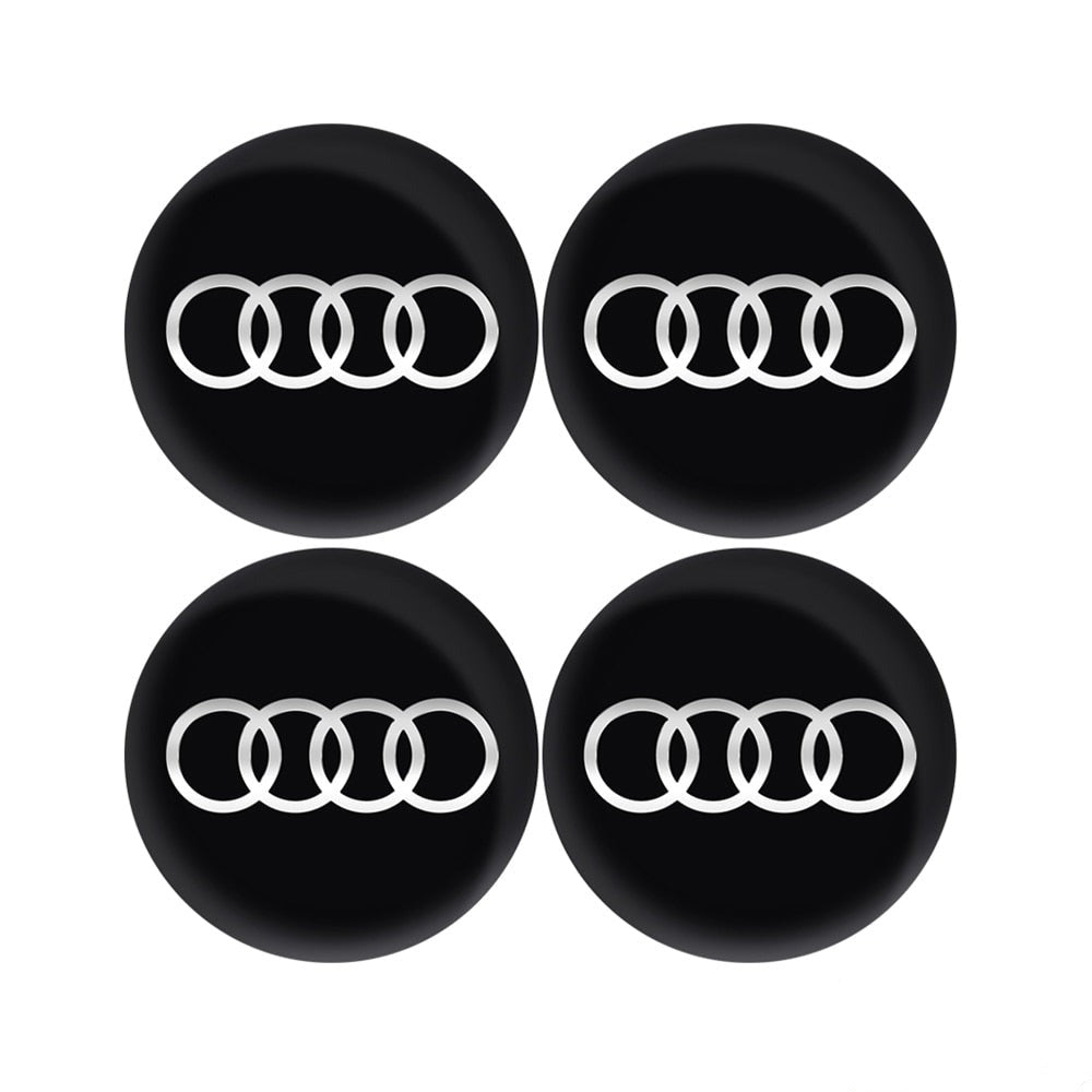 Lot de 4 Caches Moyeux de Roue Emblème Audi (69mm / 60mm)
