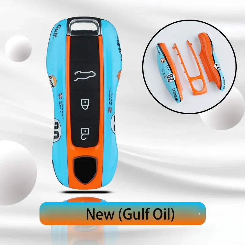 Étui de Clé Porsche aux Couleurs Gulf Racing - Modèle de Collection