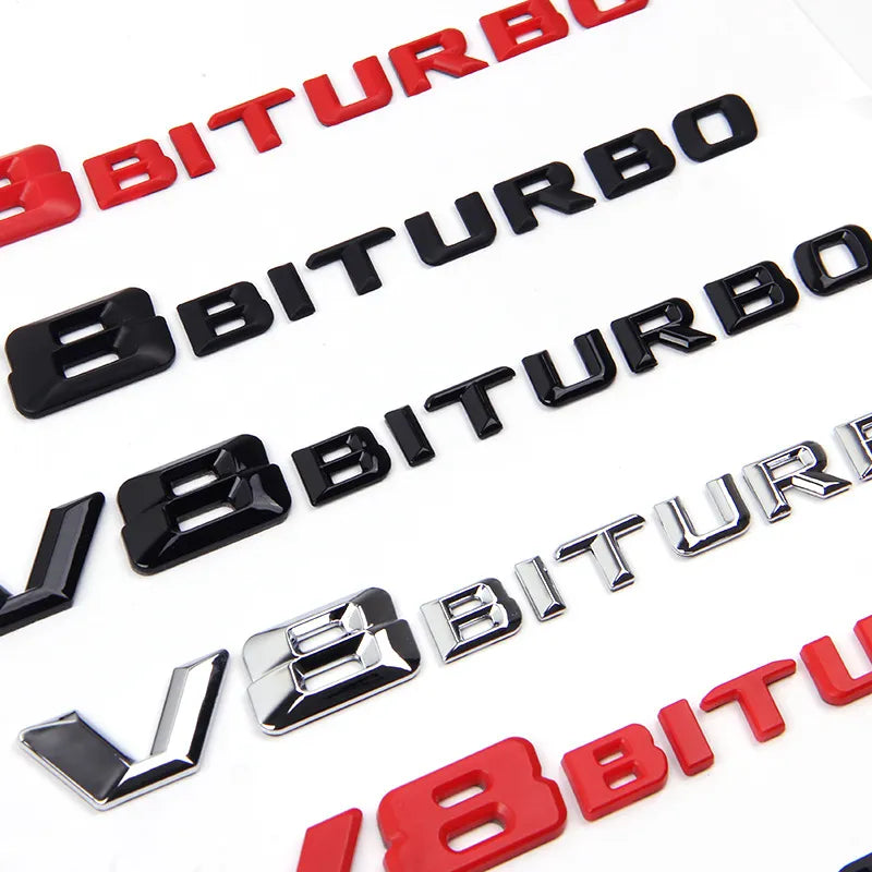 Logo emblème V8 Biturbo - Finition chrome ou noir