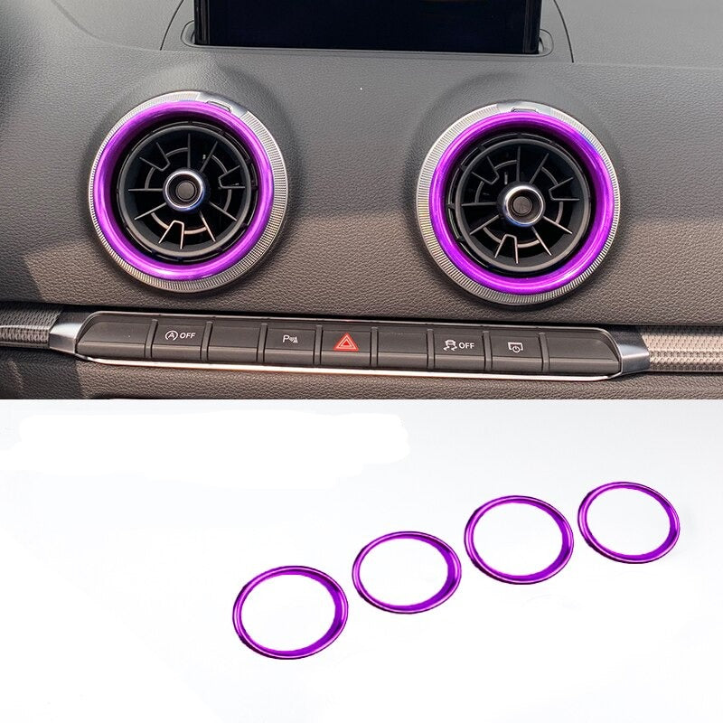 Kit de 4 Inserts Décoratifs d'Aérateurs Aluminium pour Audi A3 S3 RS3 8V