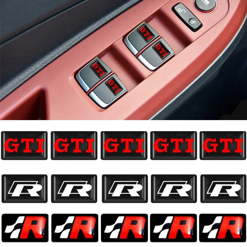 Lot de 10 autocollants logos GTI / R pour Volkswagen