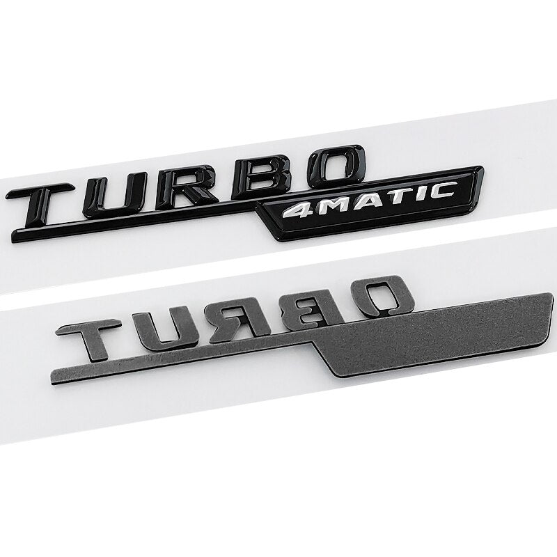 Logo Turbo 4Matic+ noir brillant pour ailes Mercedes-AMG
