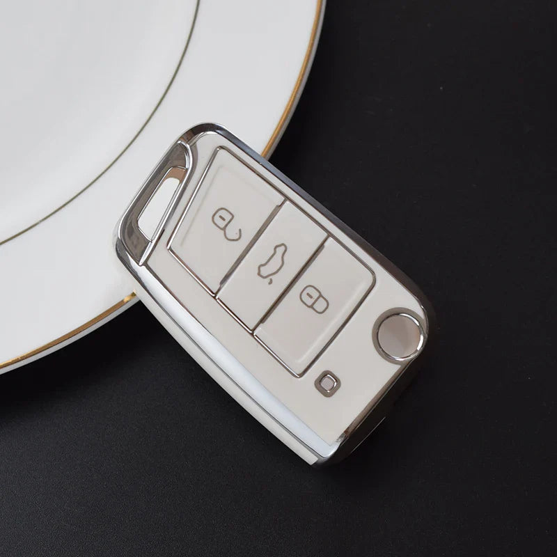 Coque de Clé de Rechange Argentée pour Volkswagen Golf 7 VII