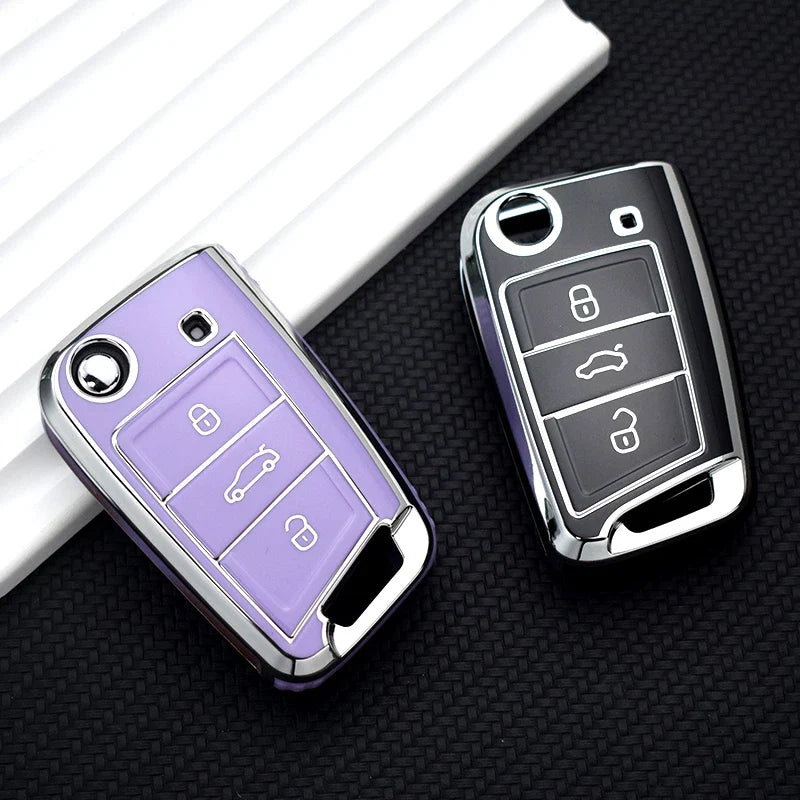 Coque de Clé de Rechange Argentée pour Volkswagen Golf 7 VII
