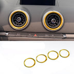 Kit de 4 Inserts Décoratifs d'Aérateurs Aluminium pour Audi A3 S3 RS3 8V