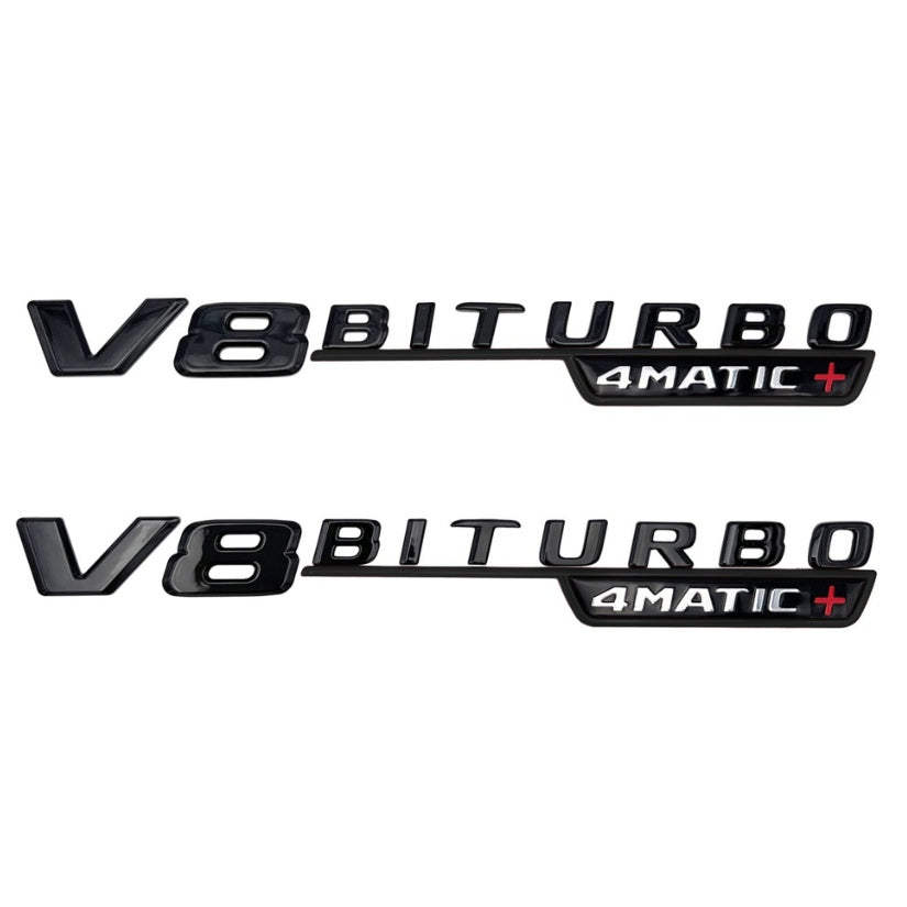 Logo Turbo 4Matic+ noir brillant pour ailes Mercedes-AMG