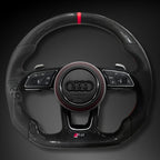 Volant Audi A4 A5 B9 en fibre de carbone et cuir perforé