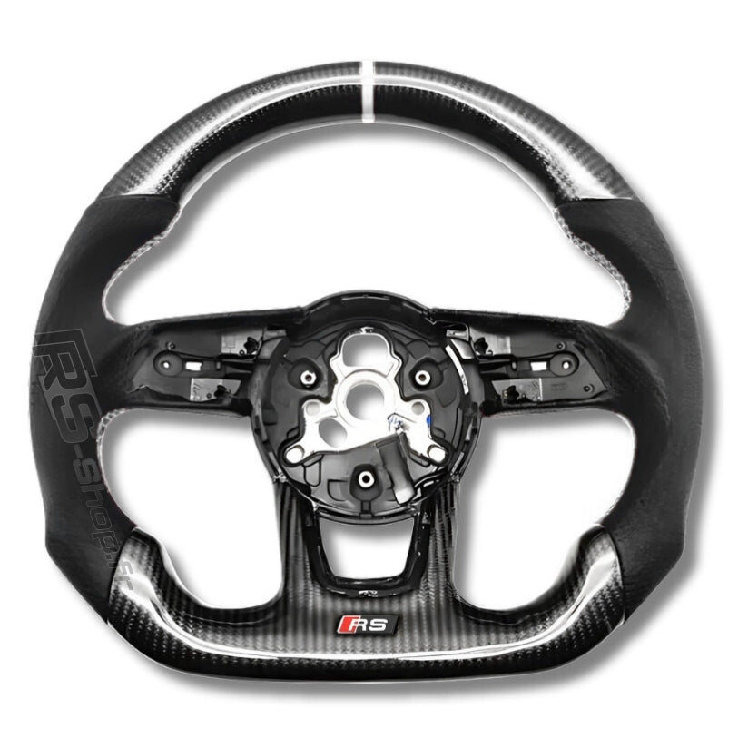 Volant Audi A4 A5 B9 en fibre de carbone et cuir perforé