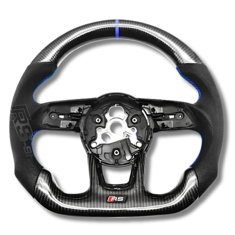 Volant Audi A4 A5 B9 en fibre de carbone et cuir perforé
