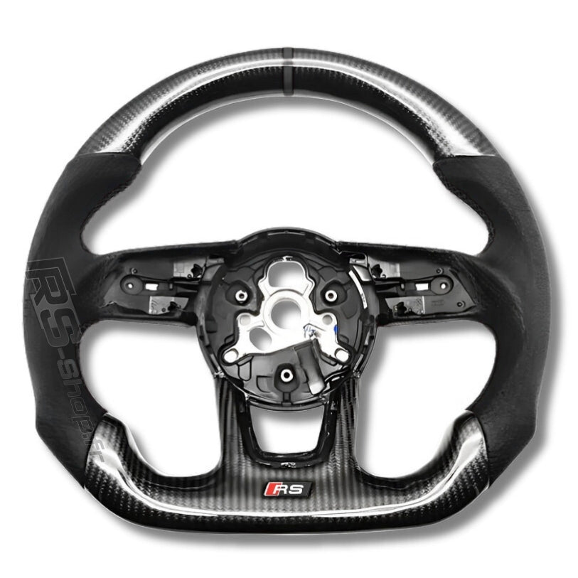 Volant Audi A4 A5 B9 en fibre de carbone et cuir perforé