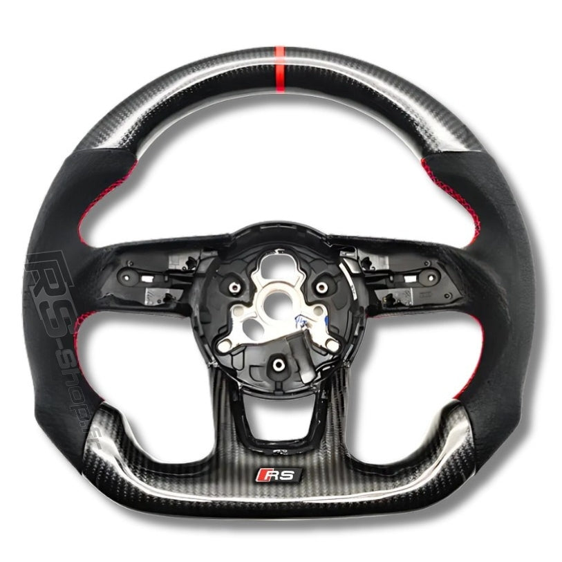 Volant Audi A4 A5 B9 en fibre de carbone et cuir perforé