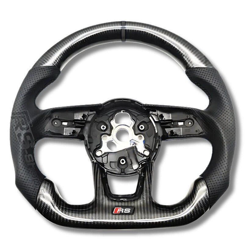 Volant Audi A4 A5 B9 en fibre de carbone et cuir perforé