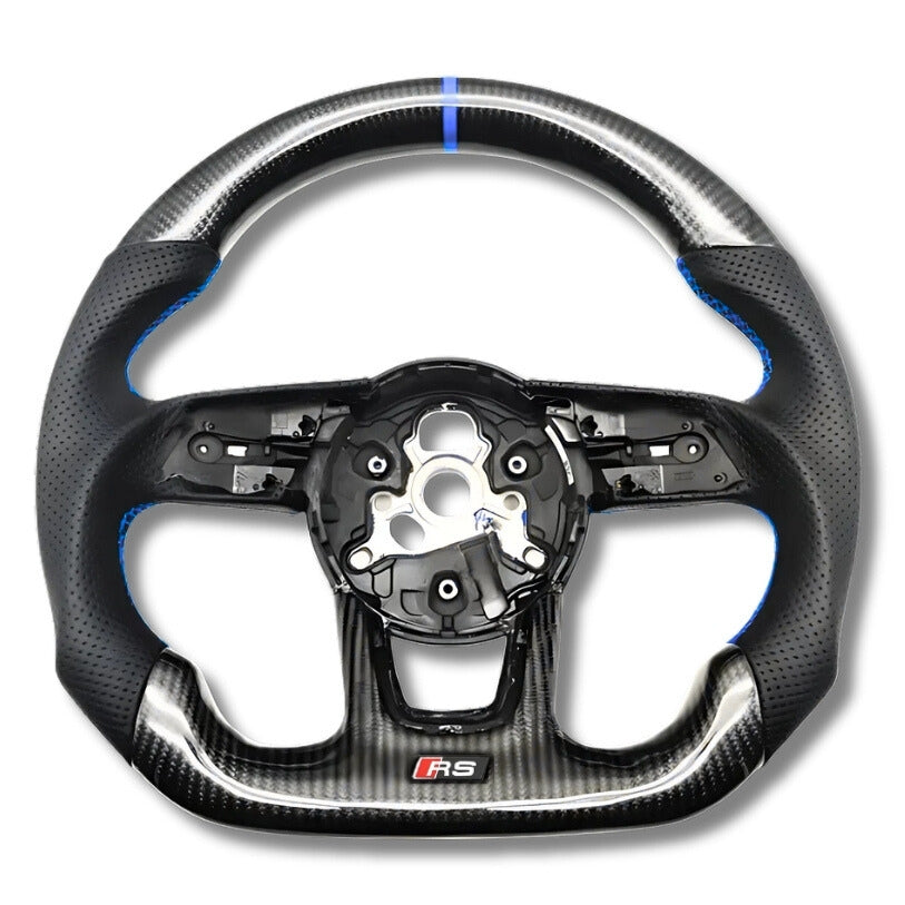 Volant Audi A4 A5 B9 en fibre de carbone et cuir perforé
