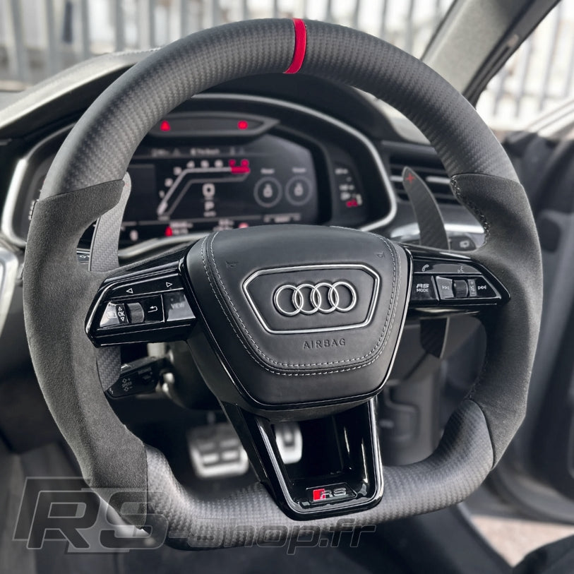 Volant Audi RS6 RS7 C8 finition carbone et cuir Alcantara