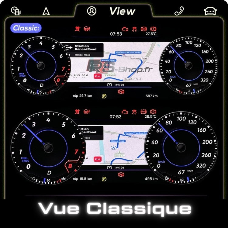 Compteur digital Virtual Cockpit pour Volkswagen Golf 7 et Tiguan