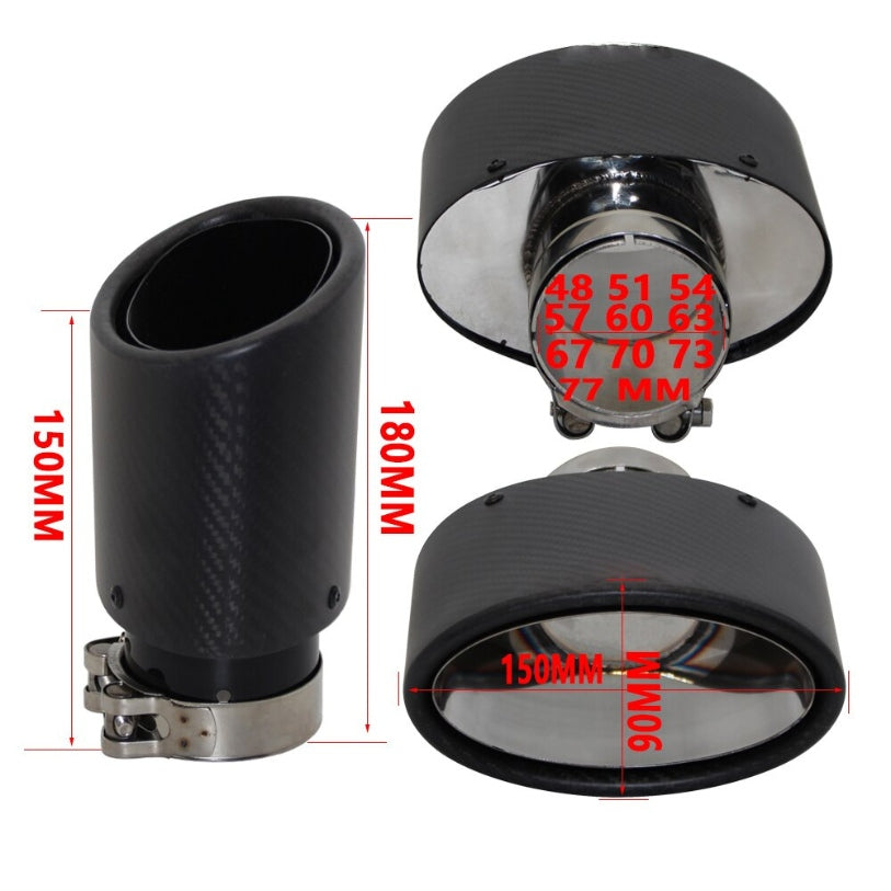 Sortie d'Échappement Ovale Noire Type RS3 - 90x150mm