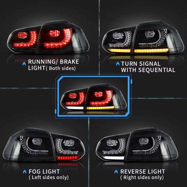 Paire de Feux Arrière à LED Look Cerise pour Volkswagen Golf VI MK6