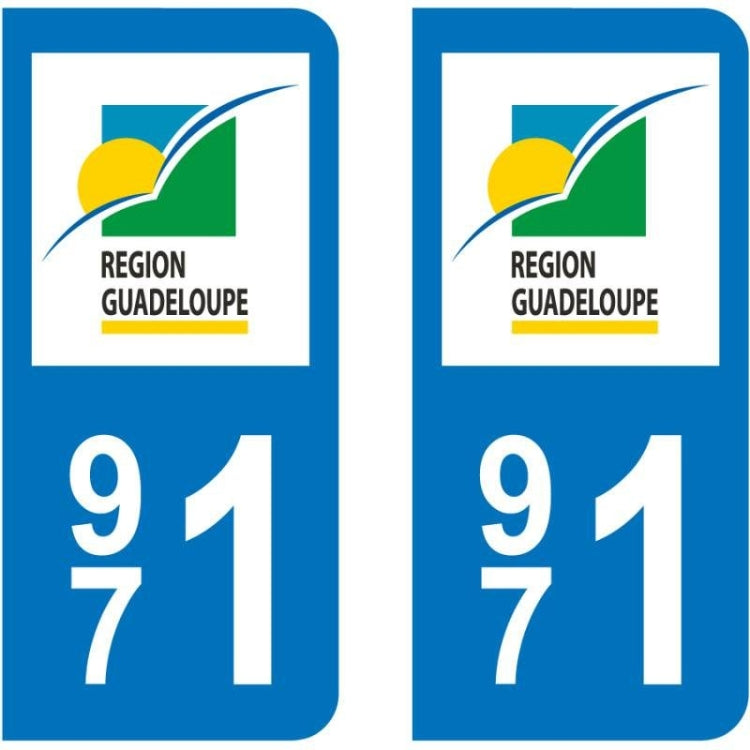 Stickers de plaque minéralogique Guadeloupe 971