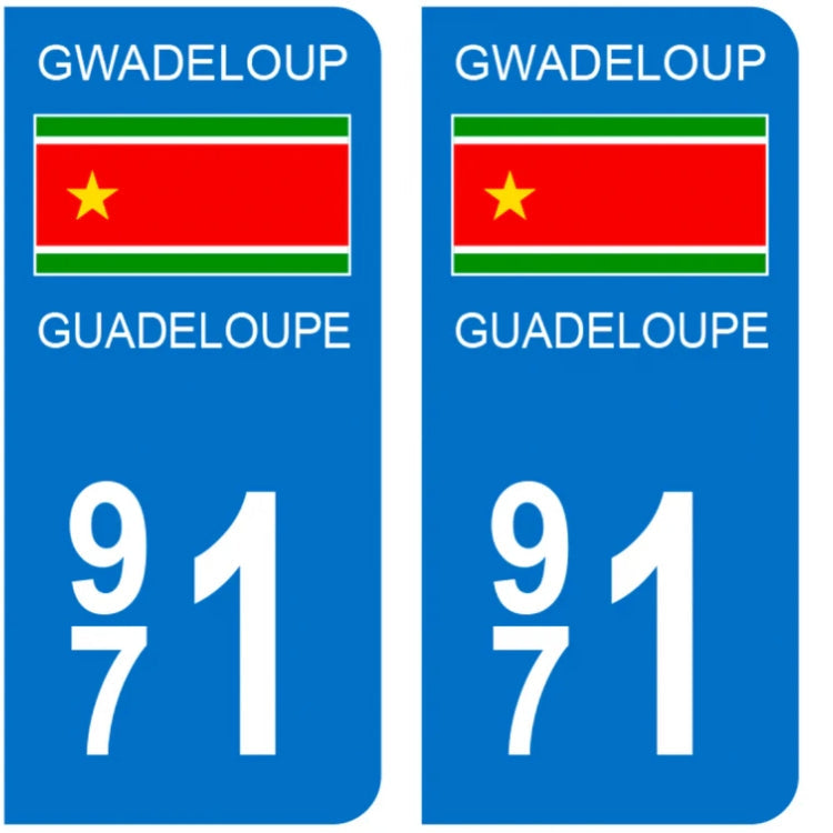 Stickers de plaque minéralogique Guadeloupe 971