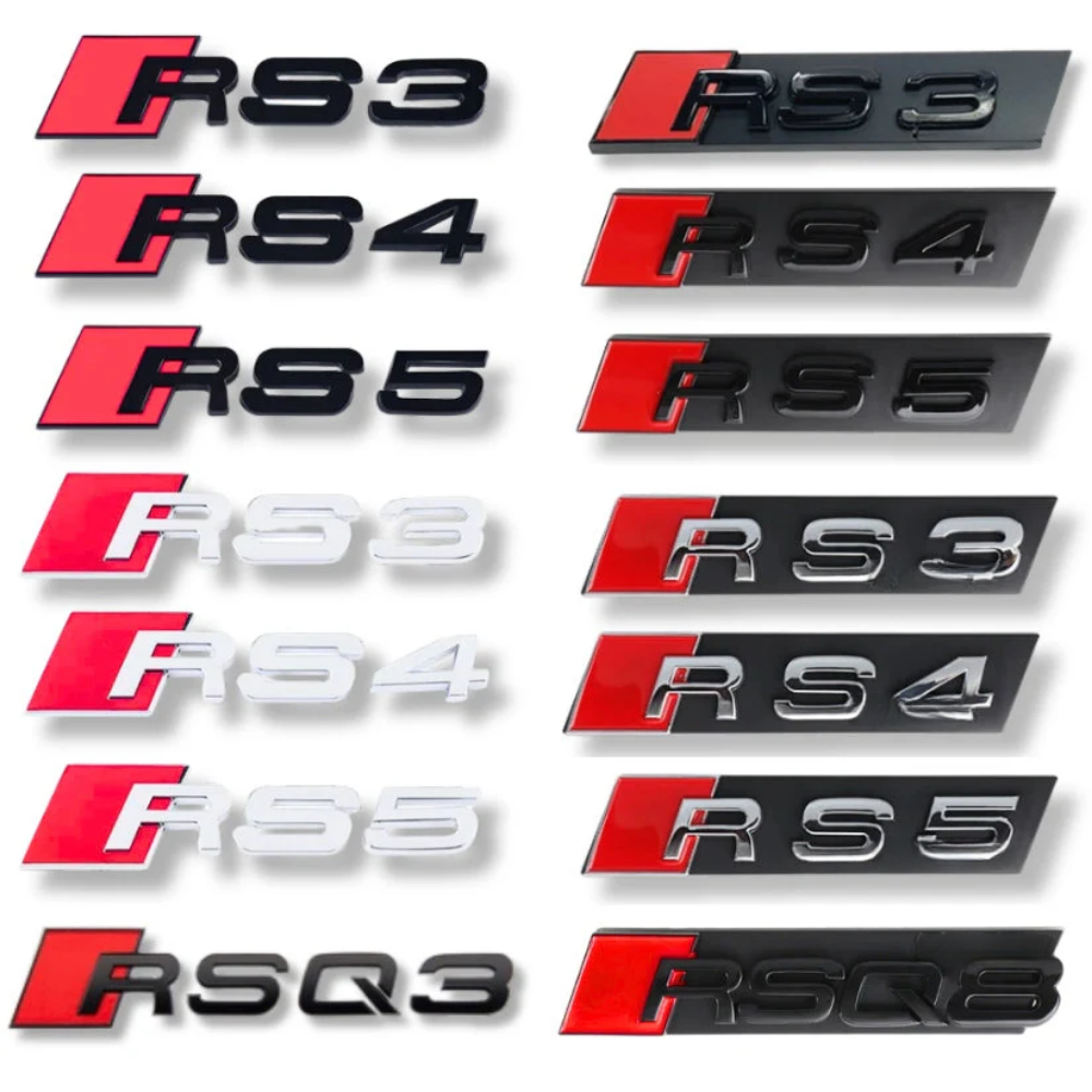 Logo RS noir pour Audi RS3 RS4 RS5 RS6 RSQ8