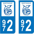 Autocollants plaque d'immatriculation Martinique 972