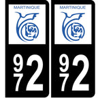 Autocollants plaque d'immatriculation Martinique 972