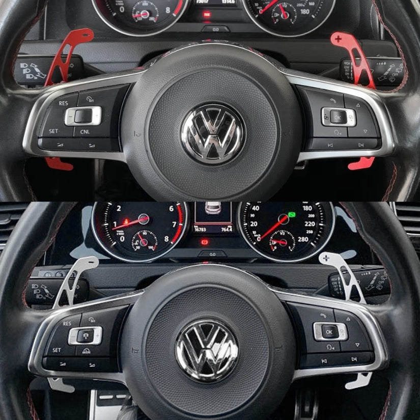 Palettes de commande au volant en aluminium brossé - VW Golf 7