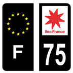 Sticker logo France noir pour plaques d'immatriculation