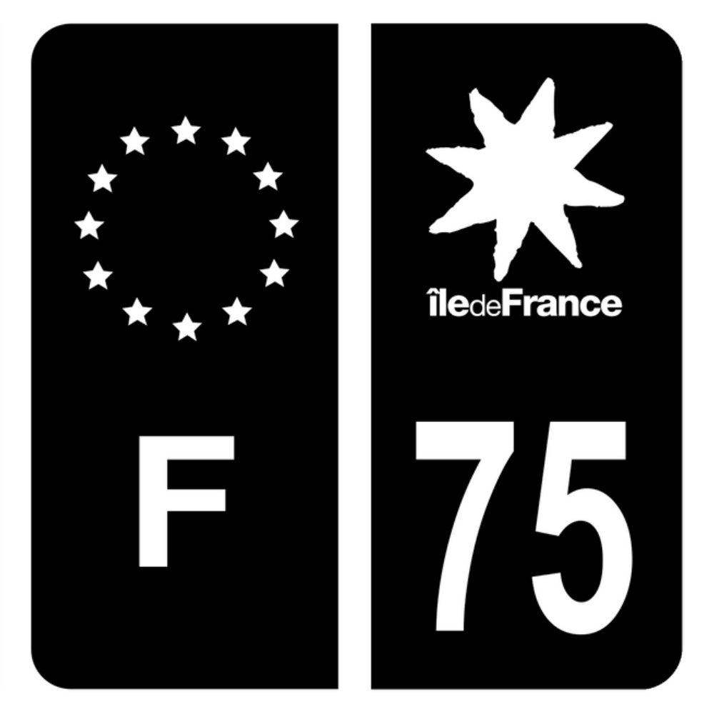 Sticker logo France noir pour plaques d'immatriculation