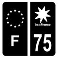 Sticker logo France noir pour plaques d'immatriculation