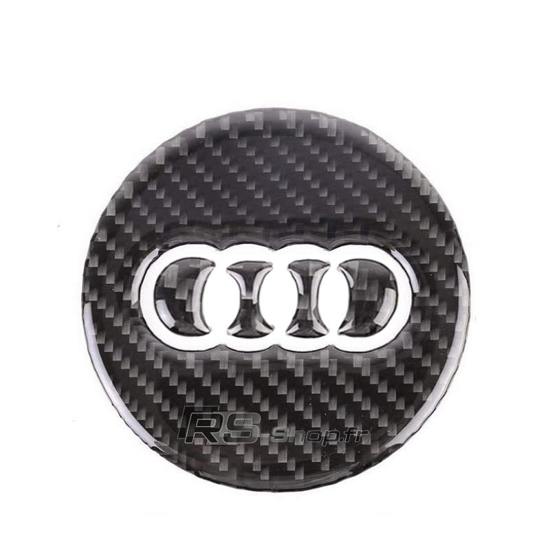 Autocollant 3D carbone pour centre de volant rond Audi