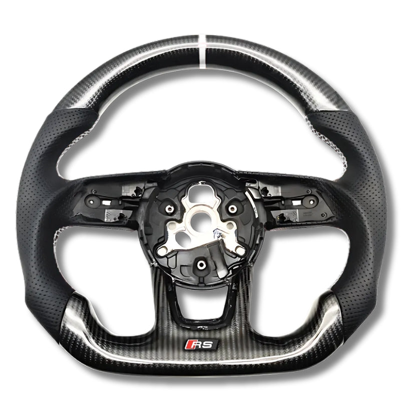 Volant Audi A4 A5 B9 en fibre de carbone et cuir perforé