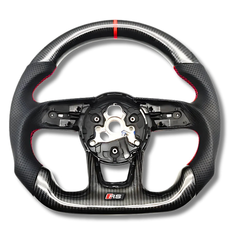 Volant Audi A4 A5 B9 en fibre de carbone et cuir perforé