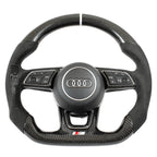 Volant Audi A4 A5 B9 en fibre de carbone et cuir perforé