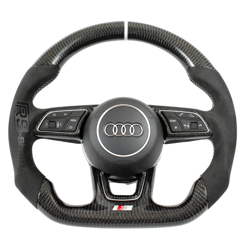 Volant Audi A4 A5 B9 en fibre de carbone et cuir perforé