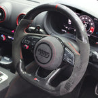 Volant Audi A4 A5 B9 en fibre de carbone et cuir perforé